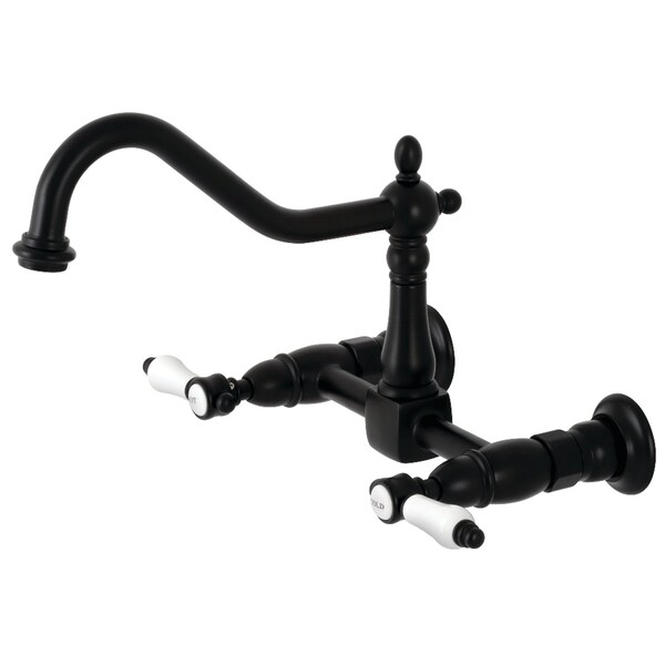 KS1240BPL Bel-Air Wall Mount Bridge Kitchen Faucet, Matte Black